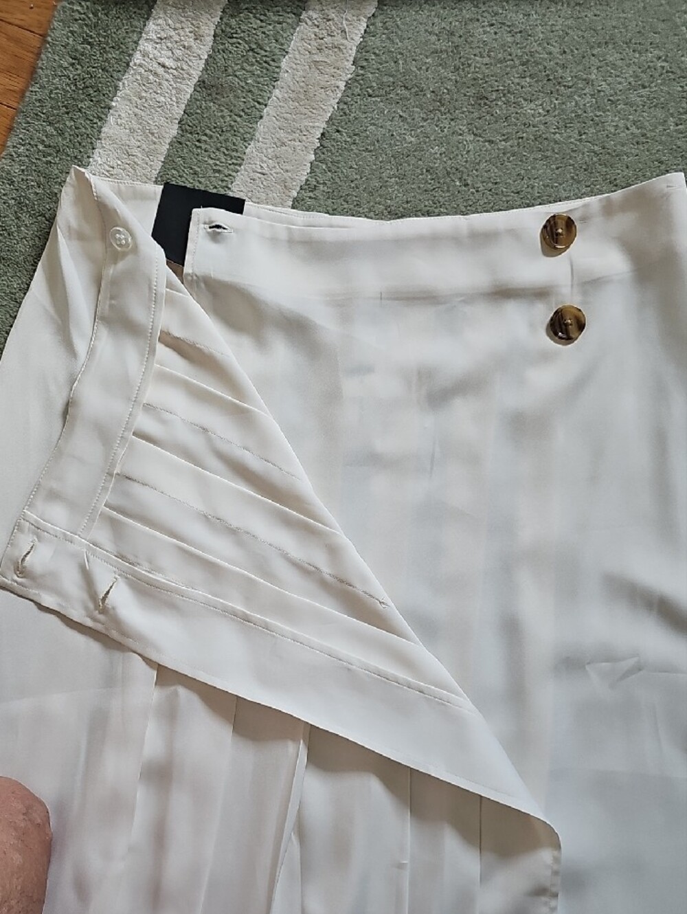 Banana Republic Cream Wrap Pleated Midi Skirt with Button Closure - Picture 9 of 11